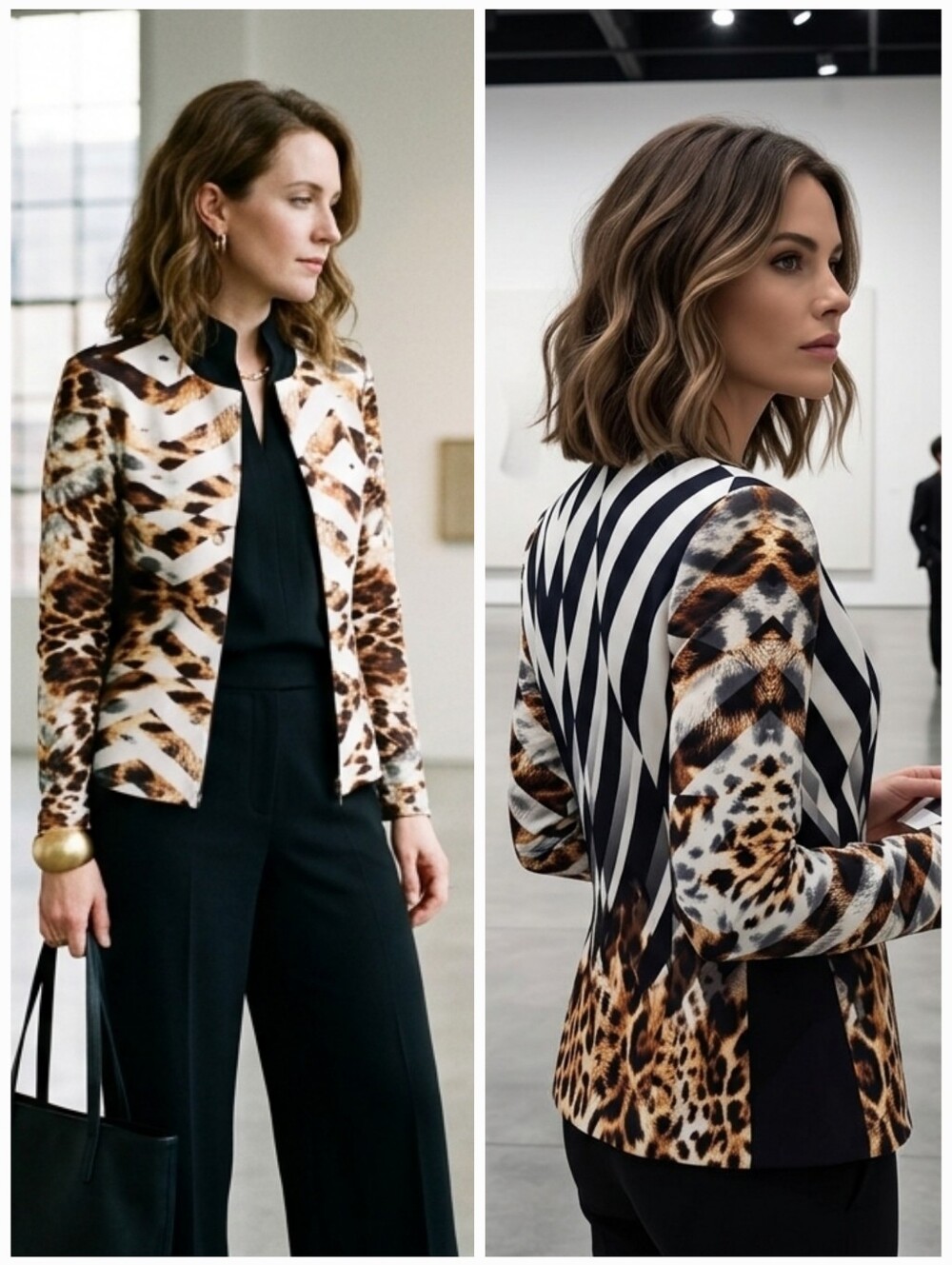 NWOT Joseph Ribkoff 8 Modern Contemporary Abstract Cheetah Knit Jacket